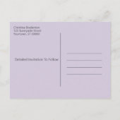 Hochzeit speichern Sie das Datum trockene Lavendel Ankündigungspostkarte (Rückseite)