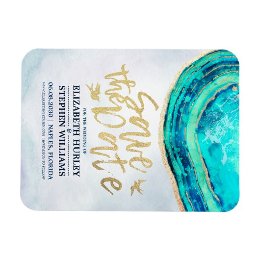 Hochzeit speichern Sie das Datum Wasserfarbe Aquam Magnet (Horizontal)