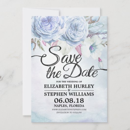 Hochzeit speichern Sie das Datum Wasserfarbe Blume Save The Date (Vorderseite)