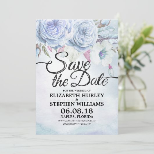 Hochzeit speichern Sie das Datum Wasserfarbe Blume Save The Date (Stehend Vorderseite)