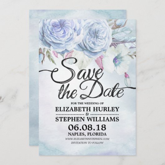 Hochzeit speichern Sie das Datum Wasserfarbe Blume Save The Date (Vorne/Hinten)