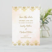 Hochzeit speichern Sie das Datum Wasserfarbe Peach Save The Date (Stehend Vorderseite)