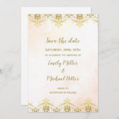 Hochzeit speichern Sie das Datum Wasserfarbe Peach Save The Date (Vorne/Hinten)