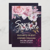 Hochzeit speichern Sie das Datum Wasserfarben-Blum Save The Date (Vorne/Hinten)