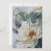 Hochzeit speichern Sie das Datum Wasserfarben Rose Einladung (Vorderseite)