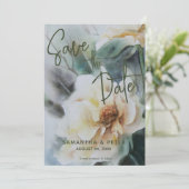 Hochzeit speichern Sie das Datum Wasserfarben Rose Einladung (Stehend Vorderseite)