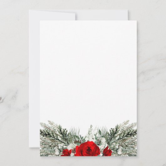 Hochzeit speichern Sie das Datum Winter Rote Rose  Einladung (Rückseite)