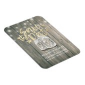 Hochzeit speichern Sie das Datum Wood Mason Jar St Magnet (Rechte Seite)