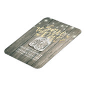 Hochzeit speichern Sie das Datum Wood Mason Jar St Magnet (Linke Seite)