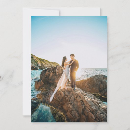 Hochzeit speichern Sie das Datum zwei weniger Fisc Save The Date (Rückseite)