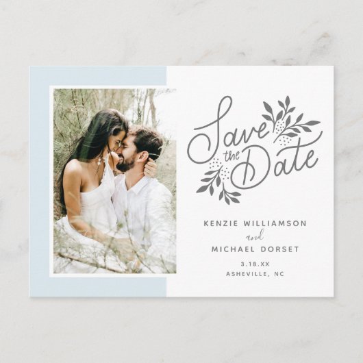 Hochzeit Speichern Sie das Foto Datum Skript botan Postkarte (Vorderseite)