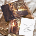 Hochzeit Speichern Sie das Foto für das handgeschr Save The Date<br><div class="desc">Handgeschriebene Hochzeit Speichern Sie die Datumskarten mit einem Foto auf der Vorder- und Rückseite. Die Save the Date Herbst-,  Herbst-,  Winter-,  Frühlings- oder Sommerkarten enthalten eine moderne,  handgeschriebene Schrift-Typografie,  die elegant,  einfach und modern ist,  um nach einem einfachen Hochzeitsfeiertag minimalistisch zu wirken.</div>