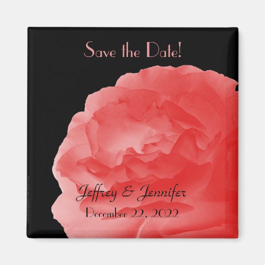 Hochzeit Speichern Sie das Magnet "Date Coral Rose (Vorne)
