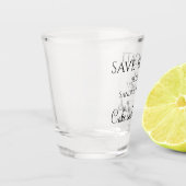 Hochzeit Speichern Sie Datum, Kuchen und Cocktails Schnapsglas (Links)