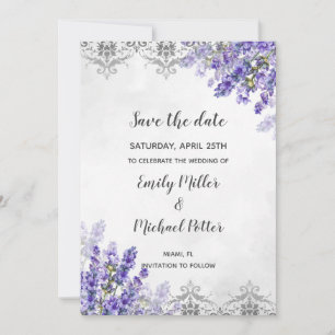 Hochzeit speichern Sie den Date Watercolor Lavende Save The Date