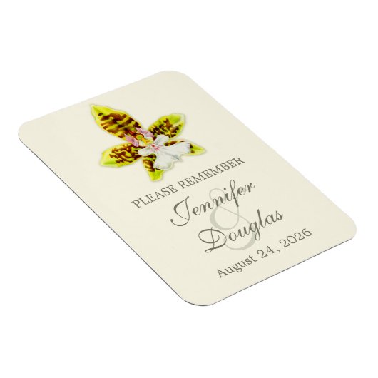 Hochzeit speichern Sie den Datums-Orchideen-Magnet Magnet (Rechte Seite)