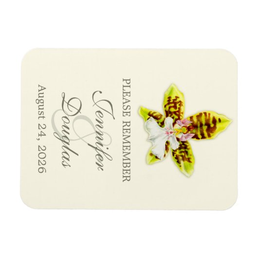 Hochzeit speichern Sie den Datums-Orchideen-Magnet Magnet (Horizontal)