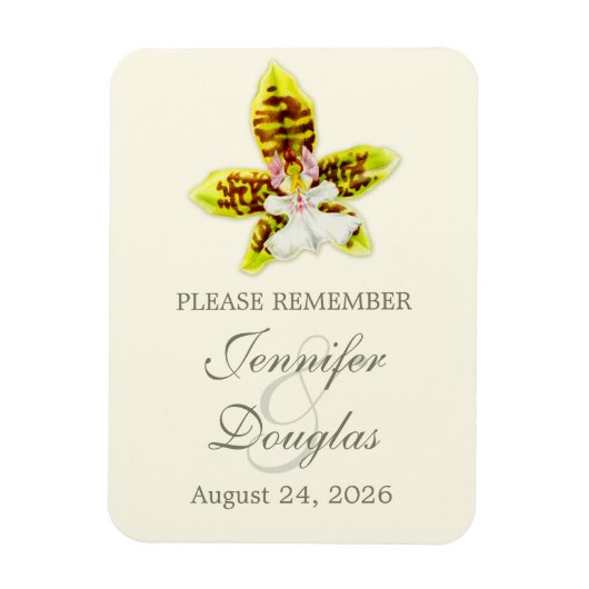 Hochzeit speichern Sie den Datums-Orchideen-Magnet Magnet (Vertikal)