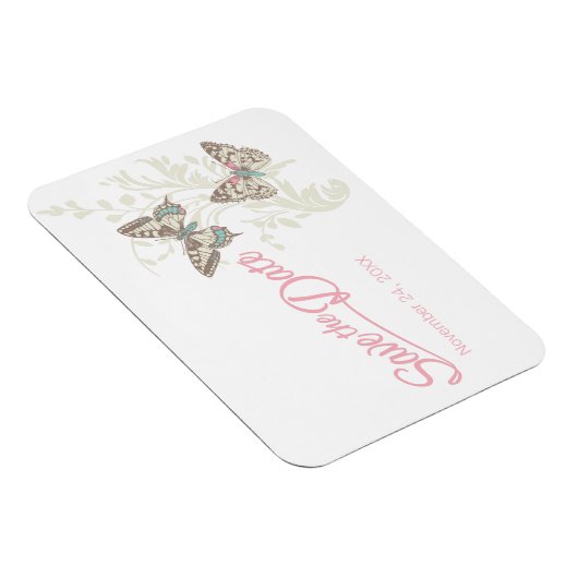 Hochzeit speichern Sie den Datums-Schmetterlingsma Magnet (Rechte Seite)