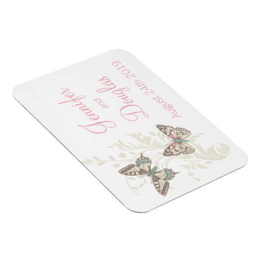 Hochzeit speichern Sie den Datums-Schmetterlingsma Magnet (Rechte Seite)