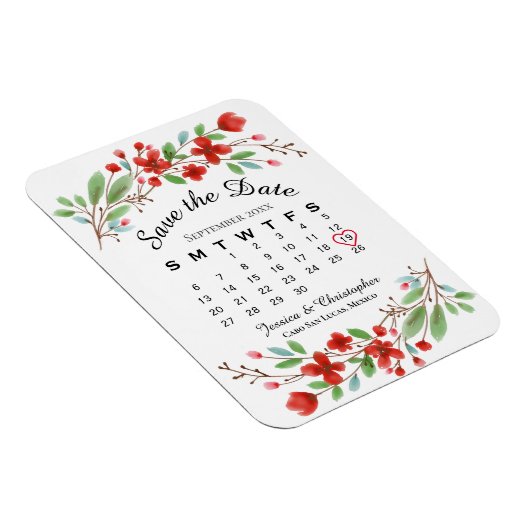 Hochzeit Speichern Sie den Kalender für das Datum Magnet (Rechte Seite)