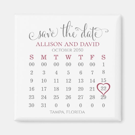 Hochzeit Speichern Sie den Minimalistischen Datums Magnet (Vorne)
