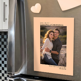 Hochzeit Speichern Sie den vertikalen Foto-Koralle Magneteinladung