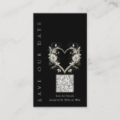 Hochzeit Speichern Sie die Date-QR-Code-White-Blum Visitenkarte (Vorderseite)