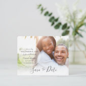 Hochzeit Speichern Sie die Datum Ankündigung benut Postkarte (Stehend Vorderseite)