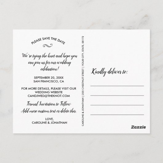 Hochzeit Speichern Sie die Datums-Verlobung-FotoCo Postkarte (Rückseite)