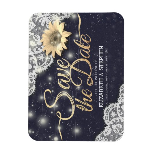 Hochzeit speichern Sie die Datumsgrenze Sonnenblum Magnet (Vertikal)