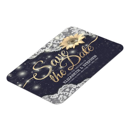 Hochzeit speichern Sie die Datumsgrenze Sonnenblum Magnet (Linke Seite)