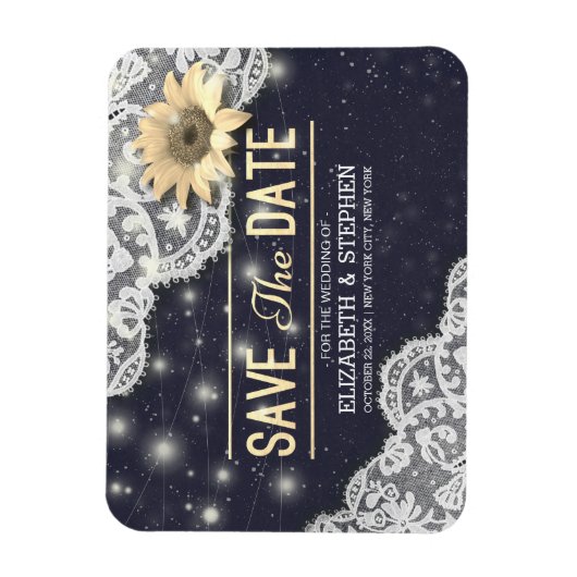 Hochzeit speichern Sie die Datumsgrenze Sonnenblum Magnet (Vertikal)