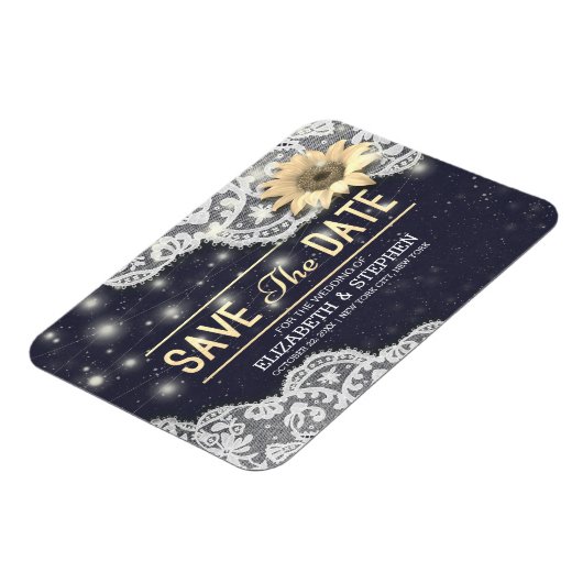 Hochzeit speichern Sie die Datumsgrenze Sonnenblum Magnet (Linke Seite)