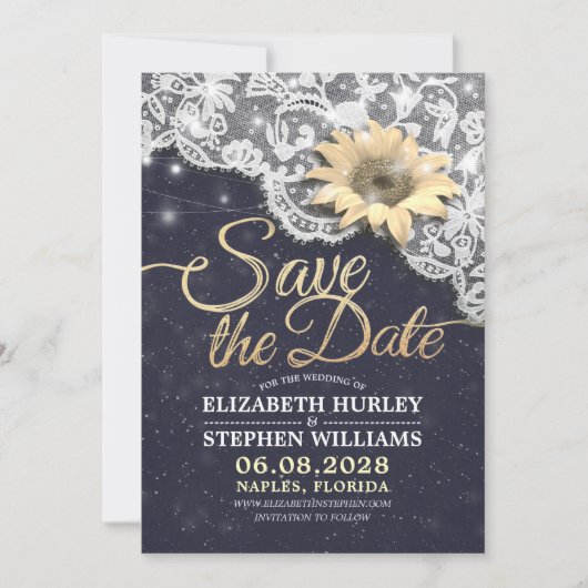 Hochzeit speichern Sie die Datumsgrenze Sonnenblum Save The Date (Vorderseite)