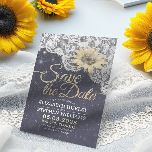 Hochzeit speichern Sie die Datumsgrenze Sonnenblum Save The Date
