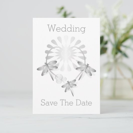 Hochzeit Speichern Sie die Datumskarte Silberdrach Save The Date (Stehend Vorderseite)