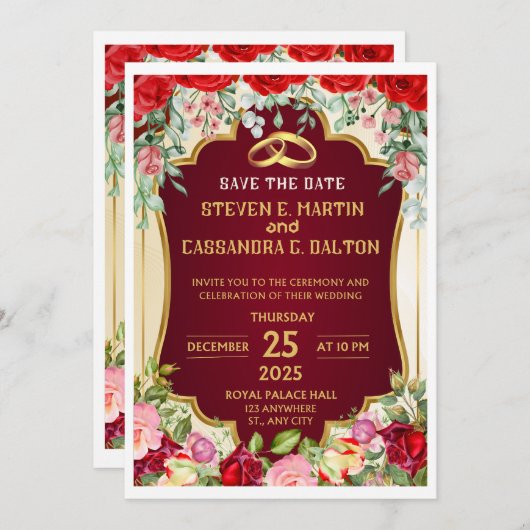 Hochzeit Speichern Sie die Datumskarten Save The Date (Vorne/Hinten)