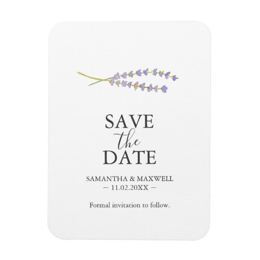 Hochzeit speichern Sie die Datumsmagnete Lavender Magnet (Vertikal)
