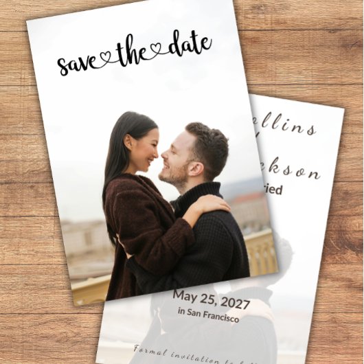 Hochzeit Speichern Sie die Datumsvorlage mit Foto Einladung