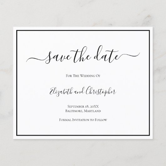 Hochzeit Speichern Sie die formale Datumskarte (Rückseite)