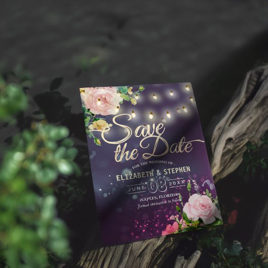 Hochzeit speichern Sie die Lila Datumsflorenzeiche Save The Date