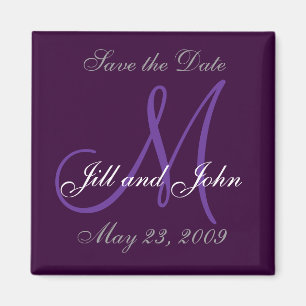 Hochzeit Speichern Sie die Lila Zeitschrift Datum  Magnet