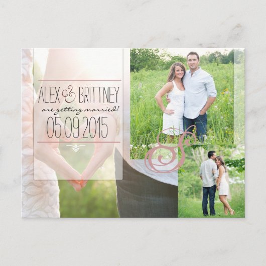 Hochzeit Speichern Sie die Postkarte des Datums (Vorderseite)