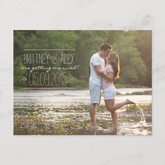 Hochzeit Speichern Sie die Postkarte des Datums (Vorderseite)