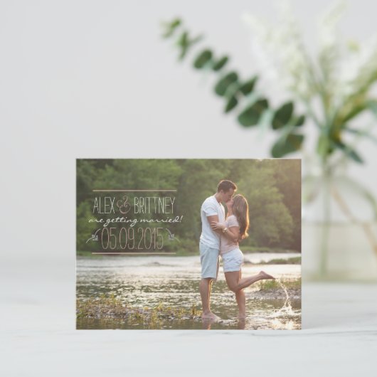 Hochzeit Speichern Sie die Postkarte des Datums (Stehend Vorderseite)