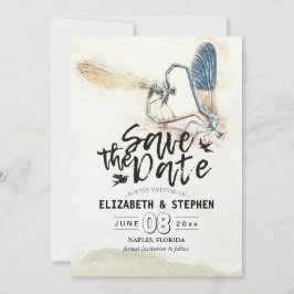 Hochzeit speichert das Date Dragonfly-Paarungsherz Save The Date