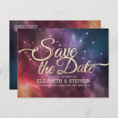 Hochzeit speichert das Datum Galaxie-Nebula-Sternb Ankündigungspostkarte (Vorne/Hinten)