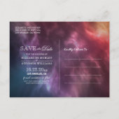 Hochzeit speichert das Datum Galaxie-Nebula-Sternb Ankündigungspostkarte (Rückseite)