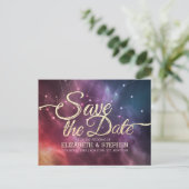 Hochzeit speichert das Datum Galaxie-Nebula-Sternb Ankündigungspostkarte (Stehend Vorderseite)